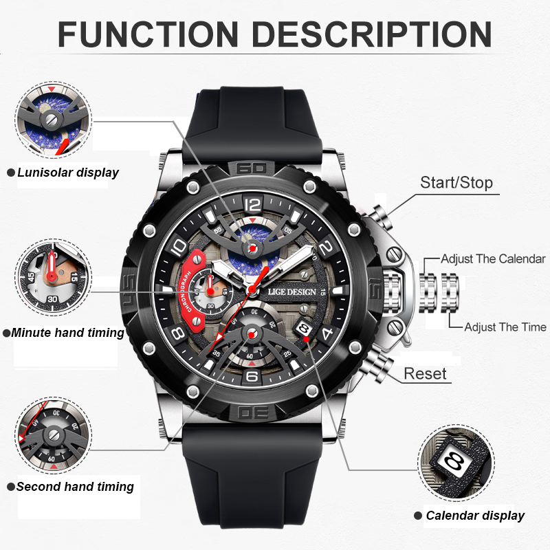 Montre homme LIGE, marque de l - Smartwatch Branded Watches For Men avis et prix