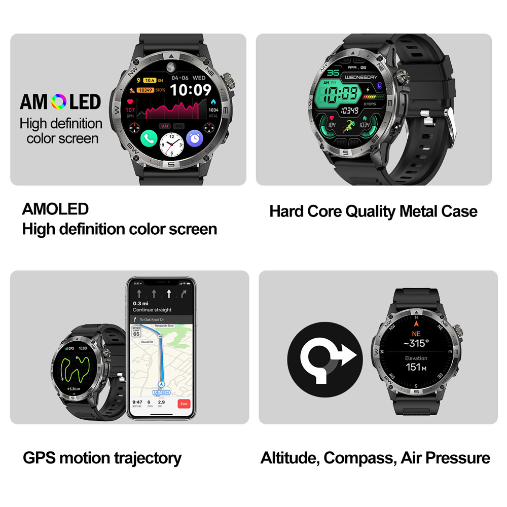 Km TH EDGE-Montre intelligente - Smartwatch Watches For Men With Gps avis et prix
