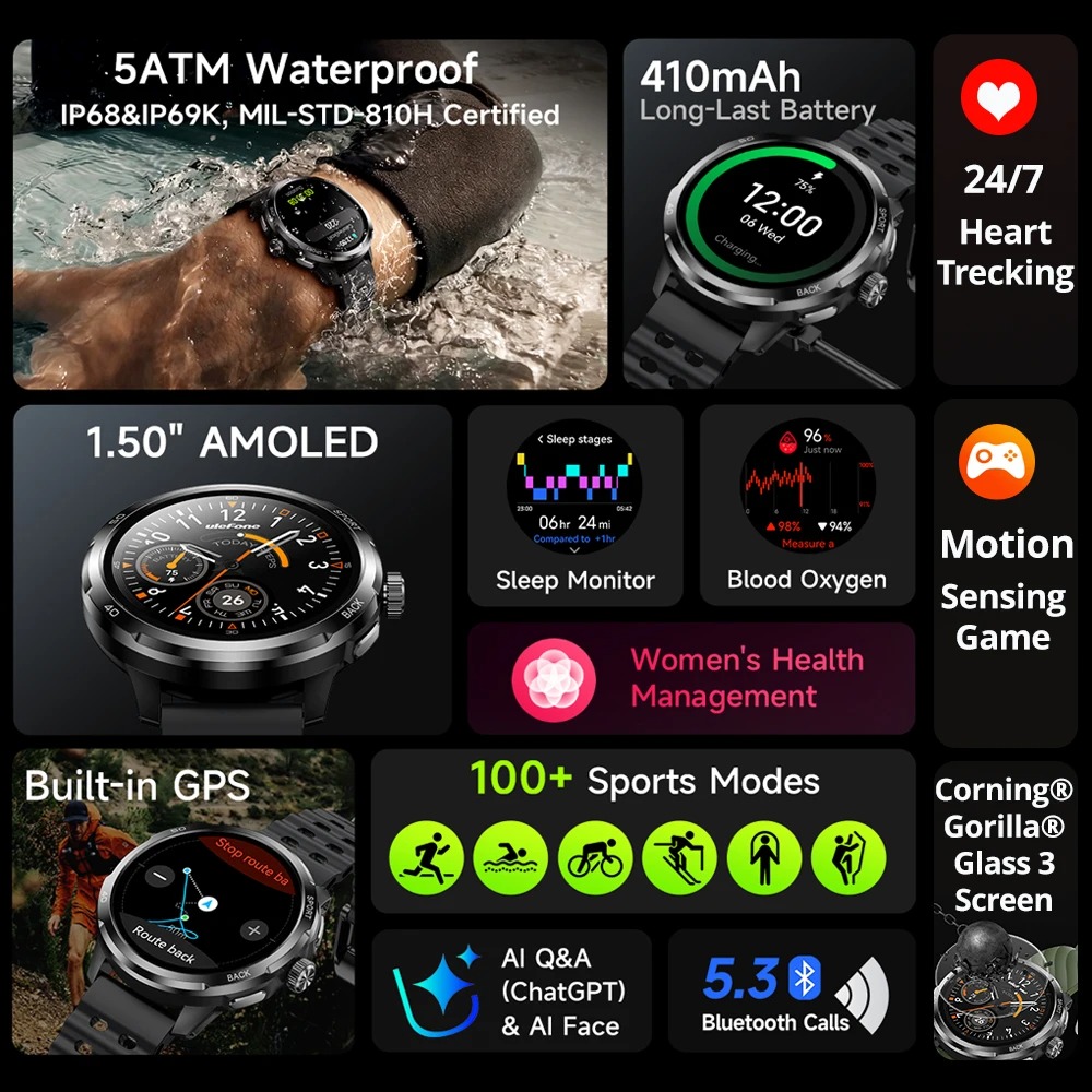 Montre connectée Ulefone Armor - Smartwatch Watches For Men With Gps avis et prix