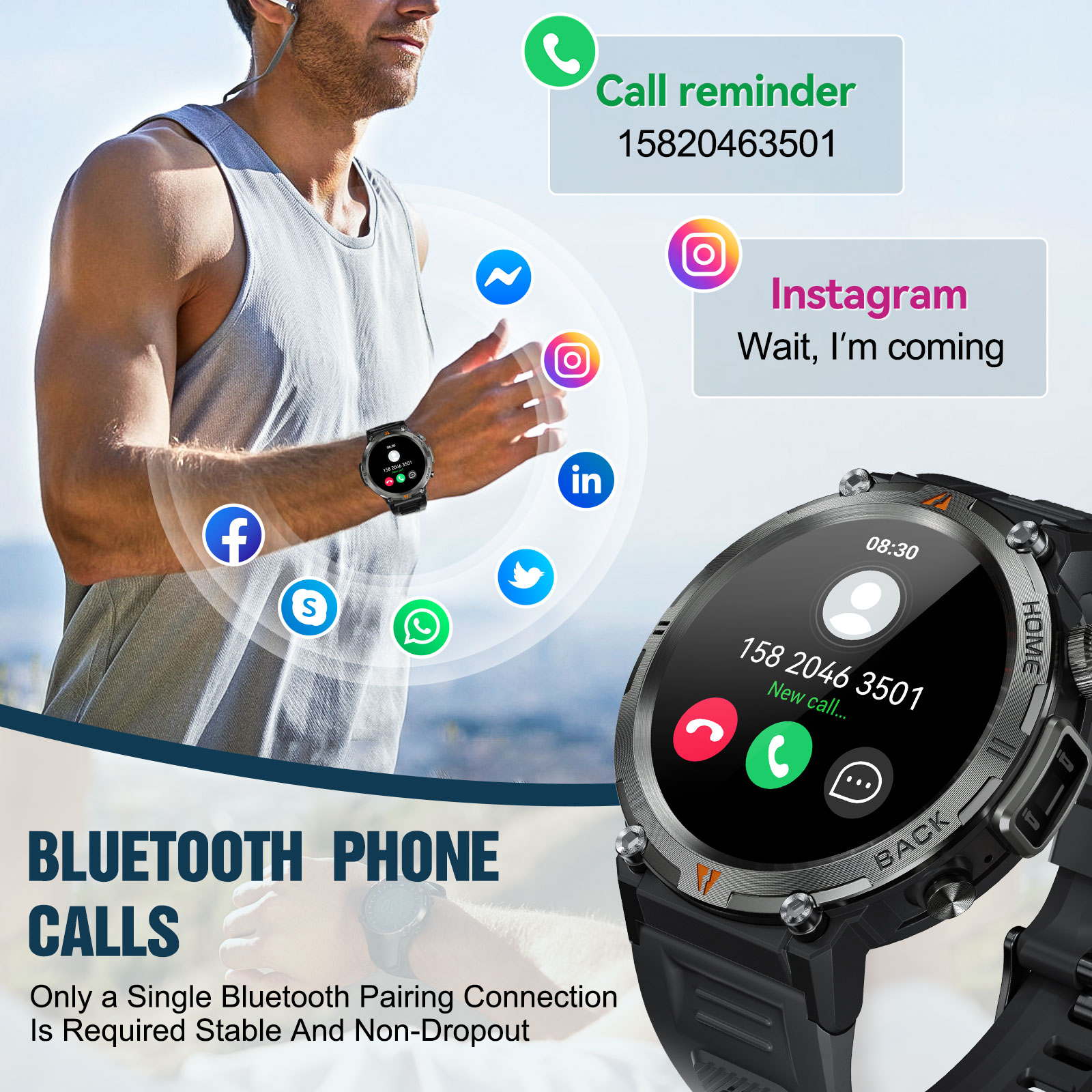 EIGIIS KE3 Bluetooth appel mon - Smartwatch Health Watches For Men avis et prix